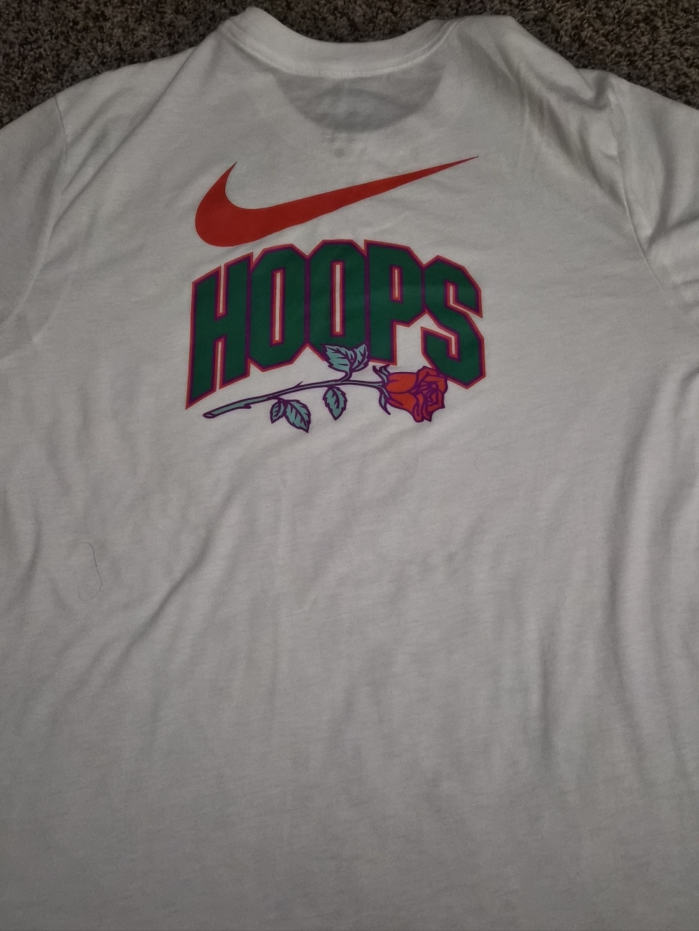 Nike Hoops Graphic Tee - White with Red & Green